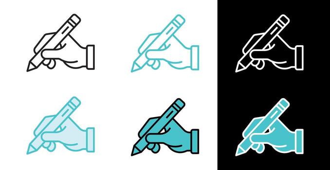 Person using a pencil for art and documentation icon in line and fill style vector