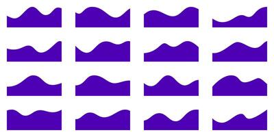 ondulado forma encabezamiento. resumen bandera borde, curva sitio web separador. fondo ola línea divisor, página marco modelo. web sección gráfico parte superior elemento, sencillo azul moderno disposición. esquina blanco bg vector