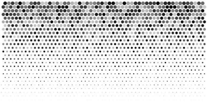 Dot pattern background. Abstract geometric halftone pixel grid texture. Comic design seamless polka circle effect. Black tone fade gradient shape size and transparency. hexagon angular mosaic vector