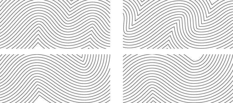 Wood pattern wavy line, squiggle curvy topography map. Halftone texture line bg, organic contour abstract ring. Seamless curved parallel overlay, edgy luxury optic ripple. Linear shape fluid vector
