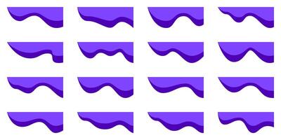 ondulado forma encabezamiento. resumen bandera borde, curva sitio web separador. ola línea divisor, página marco modelo. web sección gráfico parte superior elemento, sencillo azul moderno disposición. esquina blanco bg vector