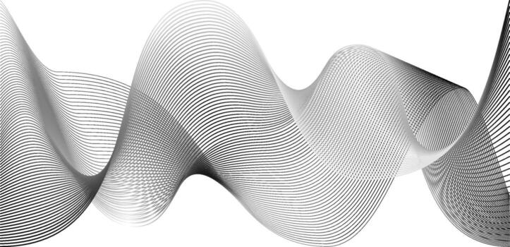 Wind line abstract undulate waves, circle pattern background. Tech science certificate or sound air flow graphic elements. Connected swirl geometry. vector