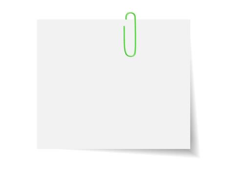 verde clip de papel participación blanco blanco papel de notas. vacío sábana para mensajes o texto. plano estilo ilustración. diseño. vector