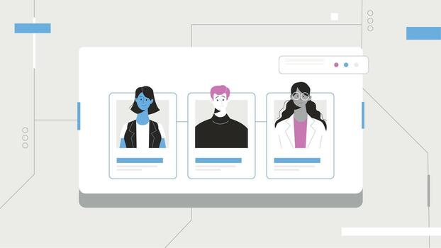 Digital Team Profiles on Modern Web Interface vector