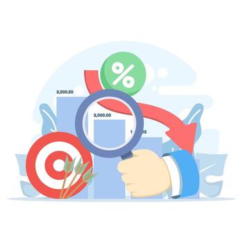 Graph and target analysis illustration. vector