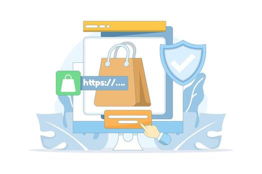 Shopping online securely illustration vector