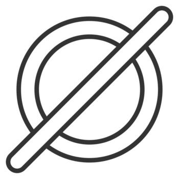 Nothing icon. Flat Nothing pictogram is isolated on a white background, A simple icon featuring a thick, black, diagonal line crossing a circle, resembling a prohibition or null symbol. vector