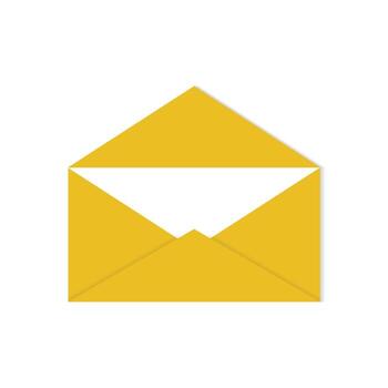 envelopes with letter. Correspondence, message concept, Yellow envelope with flap open, revealing a partially visible white letter inside. vector