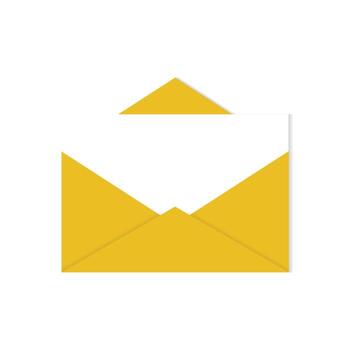 envelopes with letter. Correspondence, message concept, Yellow envelope with a triangular flap partially open, containing a white letter or paper inside. vector