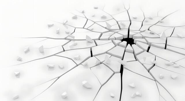 Abstract Shattered White Surface Cracked Texture Background Broken Pieces 3D Render photo