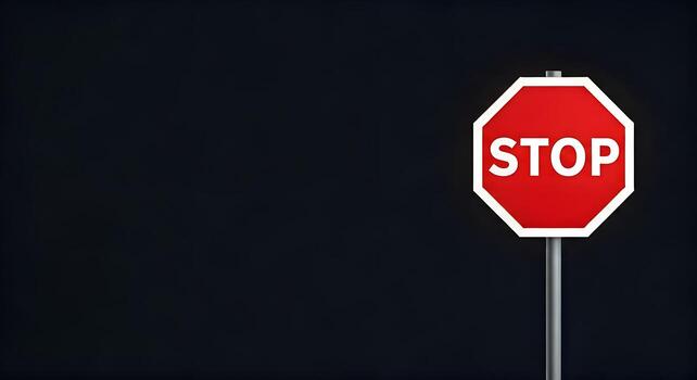 Red Stop Sign on Dark Background Stop Sign Photography photo