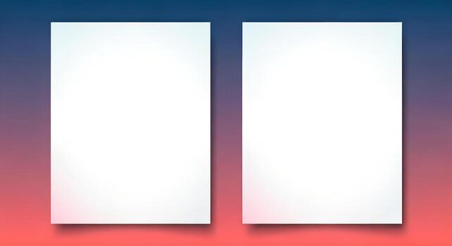 Two Blank Papers on Gradient Background Mockup for Branding and Design photo
