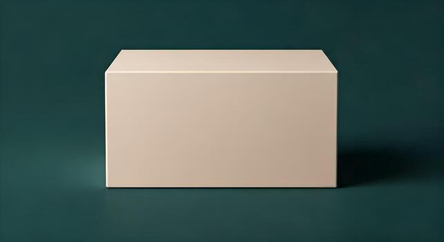 Beige Cube on Teal Background Minimalist Product Display Platform photo