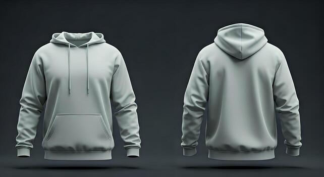 Blank Light Grey Hoodie Mockup Front and Back View photo