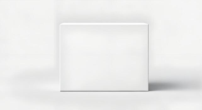 Blank White Cube Box on White Background Product Display Mockup photo
