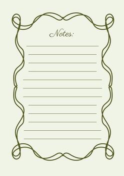 Note Sheet Paper In Square Green Whimsical Hand Drawn Elegant Line Art Frame vector