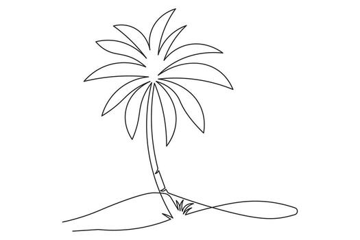 palma árbol continuo uno línea dibujo minimalista estilo aislado contorno obra de arte vector