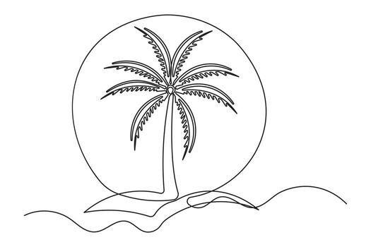 Abstract palm tree one line drawing minimalist isolated outline sketch artwork vector