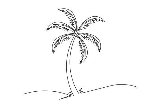 Minimal style palm tree continuous one line drawing isolated outline illustration vector