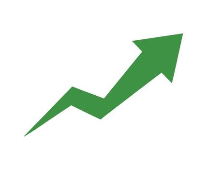 Green Upward Arrow Signifying Positive Growth and Development on a Clear Background for Presentations vector