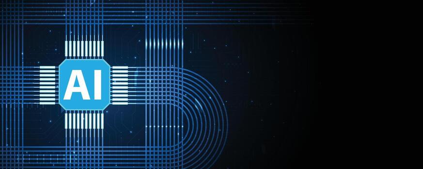 AI chip and circuitry illustration vector