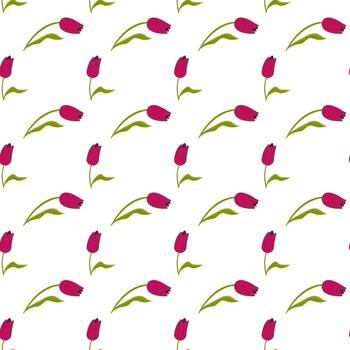 Simple cute red tulips pattern for your design. Seamless pattern. vector