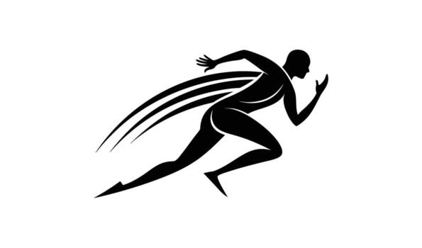 Dynamic silhouette of a runner in motion with streaks of speed vector