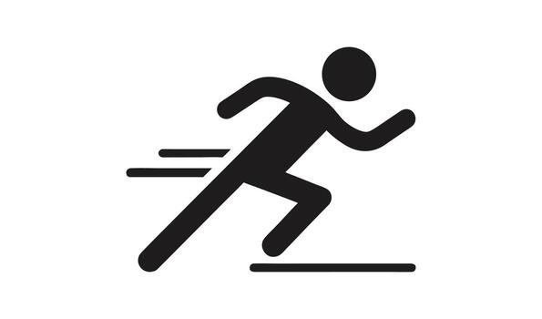 Dynamic silhouette of a runner in motion with speed lines vector