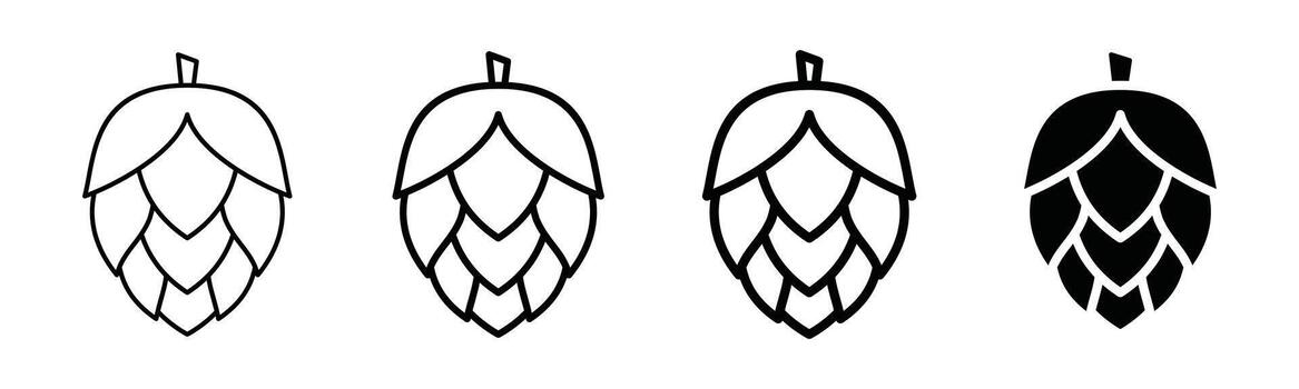 Hops fruit icons. Hops icon in thin line and flat style with editable stroke on white background. Beer and brewing sign and symbol - illustration vector