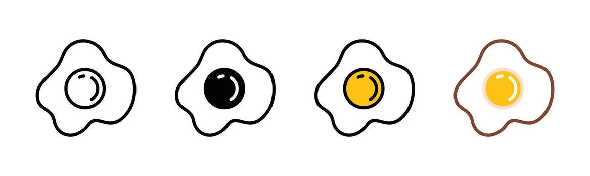 Egg icons set. Egg, sunny side up egg, omelet, fried egg, egg box, broken egg, easter egg symbol - illustration vector