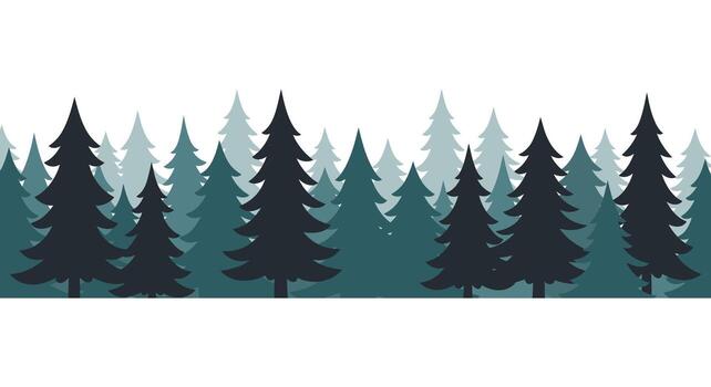 A forest of trees with a white background vector