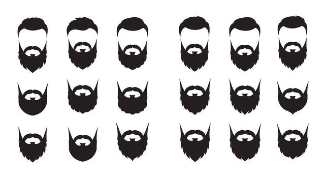 Beard icons set with different styles and shapes vector