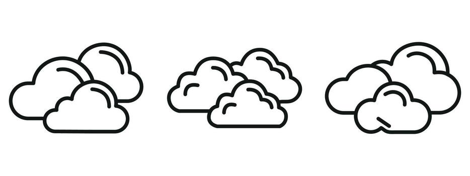 Cloud Icon Set Outline and Minimal Symbols for Storage, Network, and Digital Technology vector