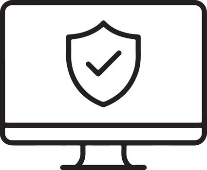 computadora pantalla mostrando un proteger icono con un marca de verificación simbolizando seguridad y proteccion vector