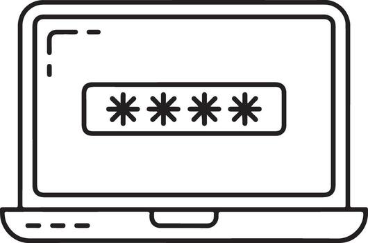 Laptop screen displaying a password input field with asterisks vector