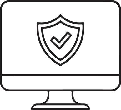 computadora pantalla mostrando un proteger con un marca de verificación simbolizando seguridad y proteccion vector