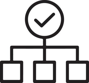 Organizational chart with a checkmark indicating completion or approval vector