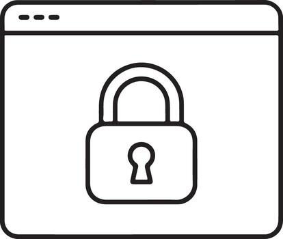 digital seguridad candado icono en un computadora navegador ventana contorno vector