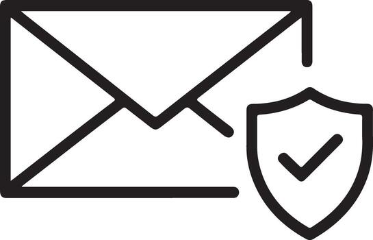 Secure email icon with a shield and checkmark vector