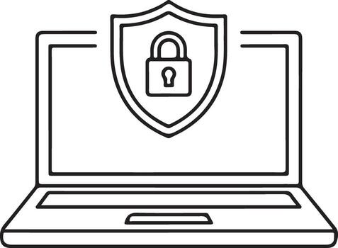 ordenador portátil computadora con seguridad proteger y candado icono simbolizando datos proteccion vector