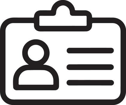 sencillo línea icono de un personal identificación tarjeta con foto y texto campos vector