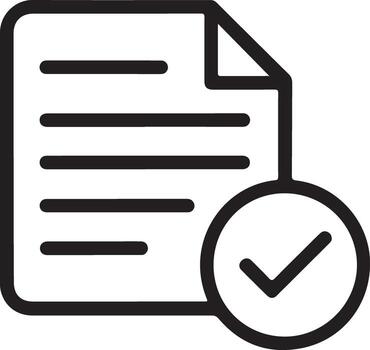 documento con un cheque marca icono representando aprobación o terminación vector