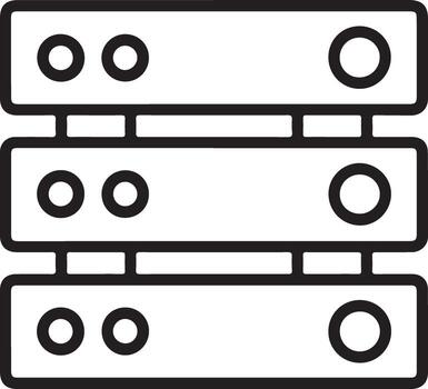Clean line art icon of three stacked computer servers vector