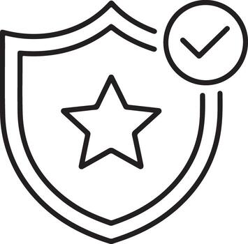 proteger con estrella y marca de verificación icono representando seguridad y calidad vector