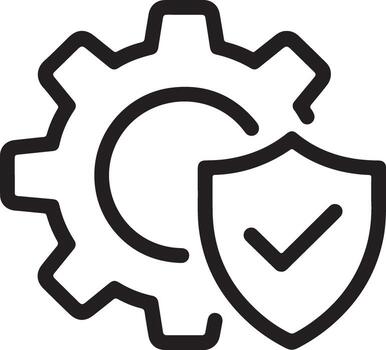Gear and shield with checkmark icon representing security vector