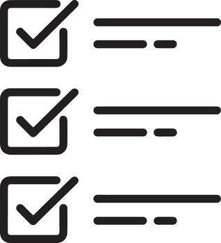 Three checked boxes representing a completed task list vector
