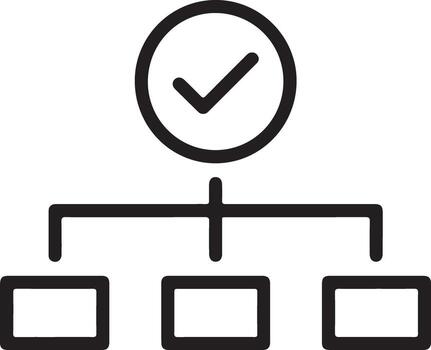 Simple organizational chart with a checkmark indicating completion vector