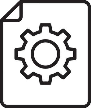 Simple outline icon of a gear symbol on a document representing settings or configuration vector