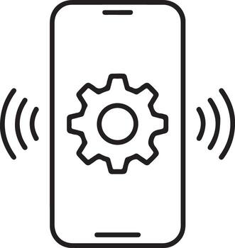 Smartphone screen displays a cogwheel icon representing settings or configuration options vector