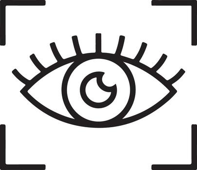 Abstract line art icon of an eye within a focus frame vector